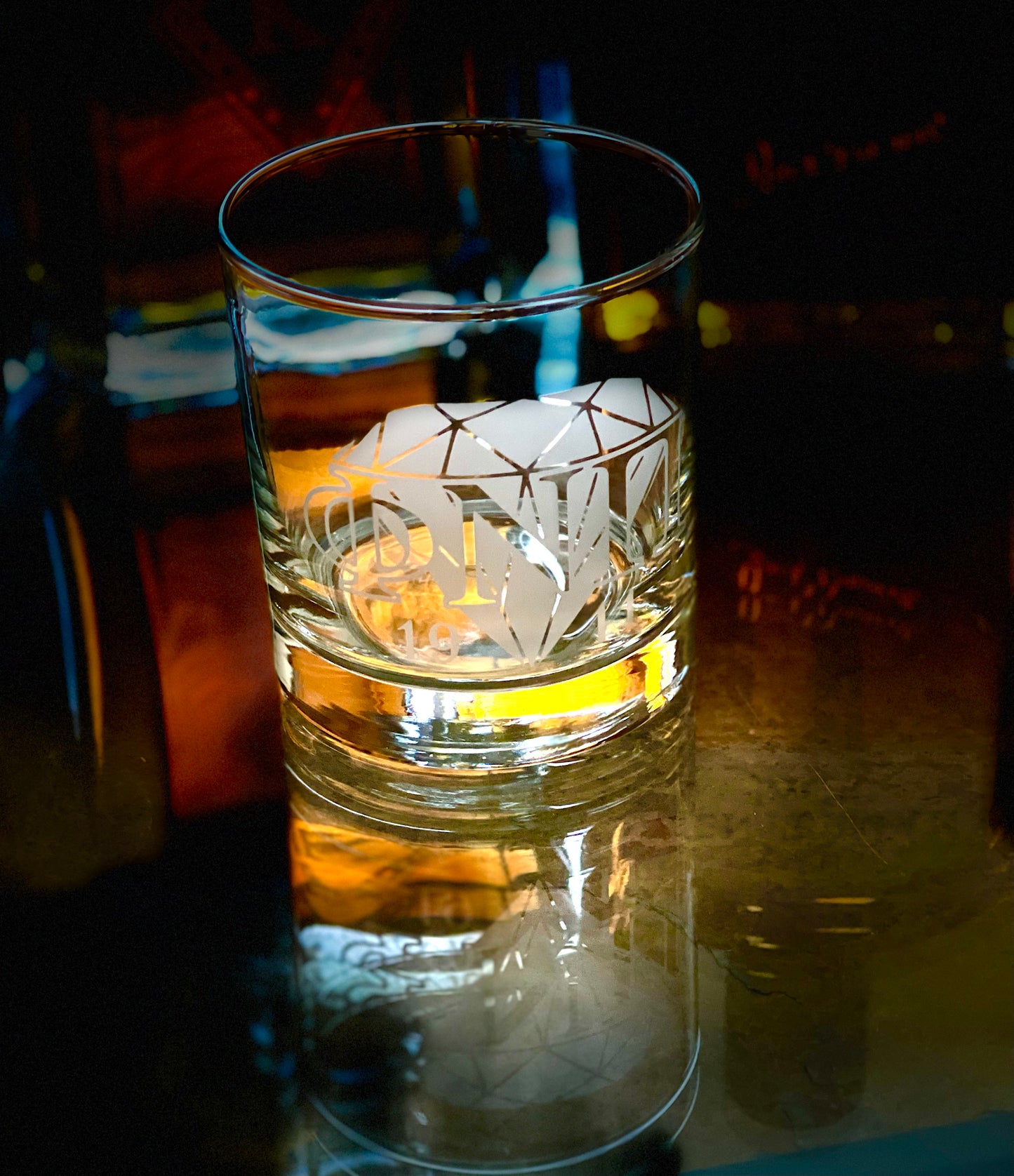 11oz Etched Whiskey Rock Glass