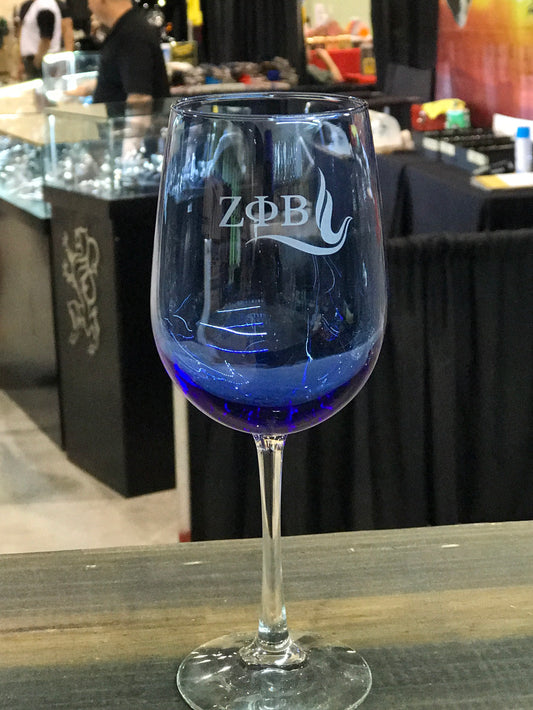 Zeta Phi Beta Blue Wine Glass